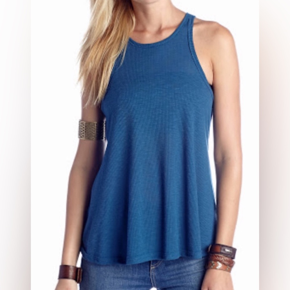 FREE PEOPLE Long Beach Tank Blue Size Small